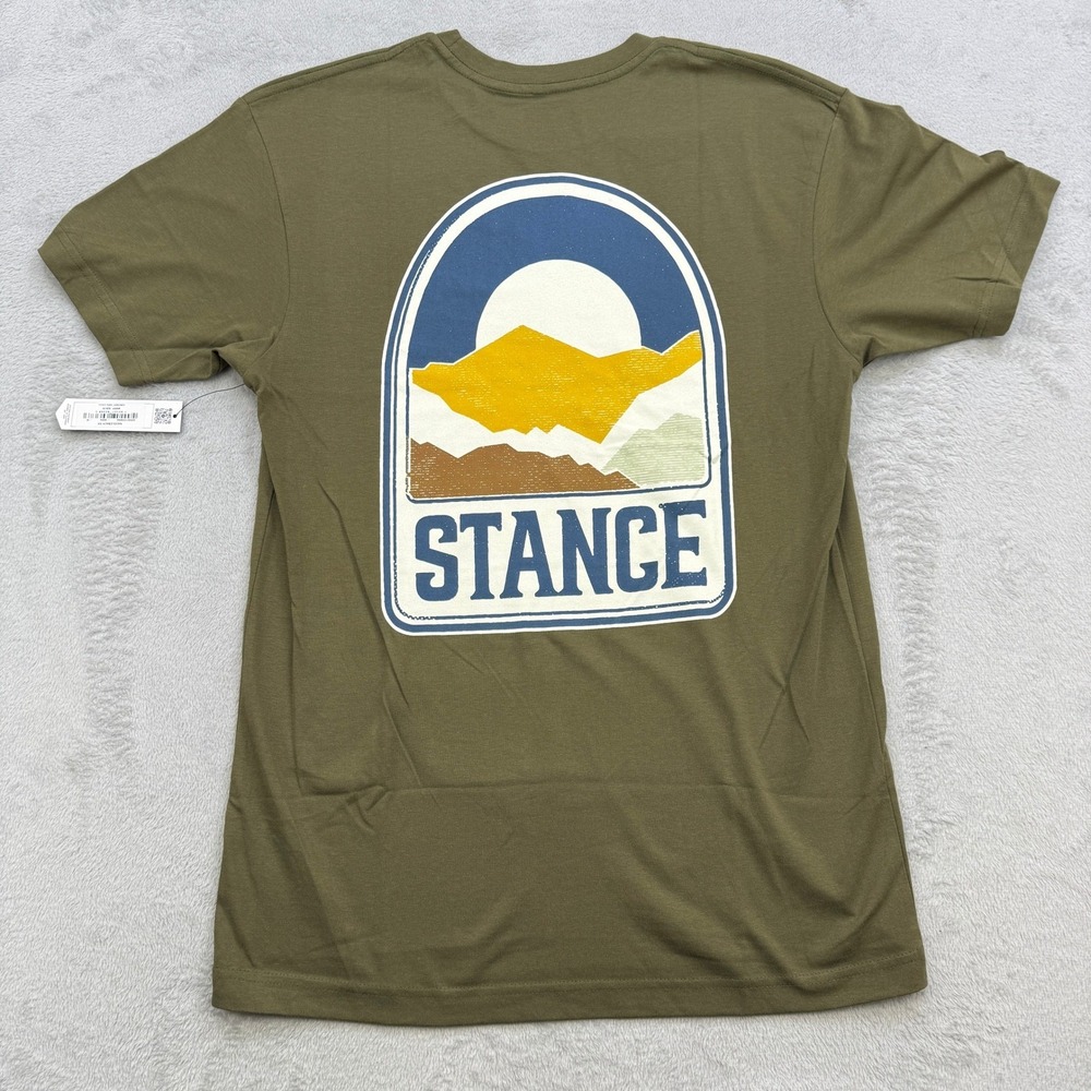 Stance The Crew T Shirt All Gender Medium Olive Green Mountain Graphic Tee
